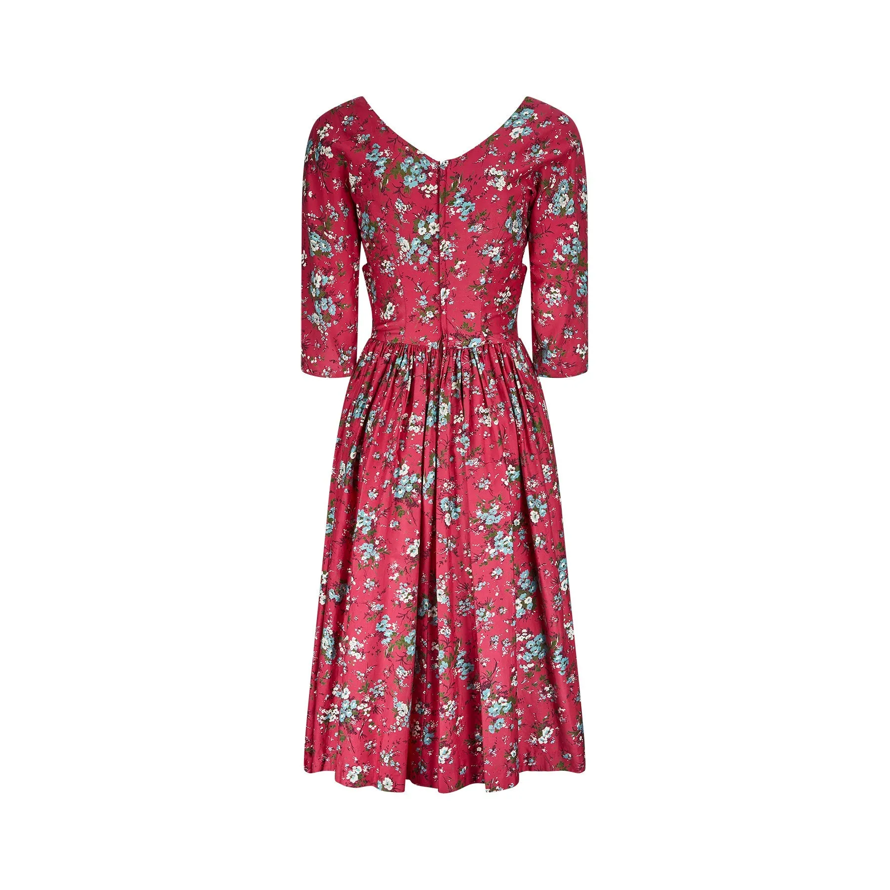 1950s Melbray Floral Print Cotton Dress