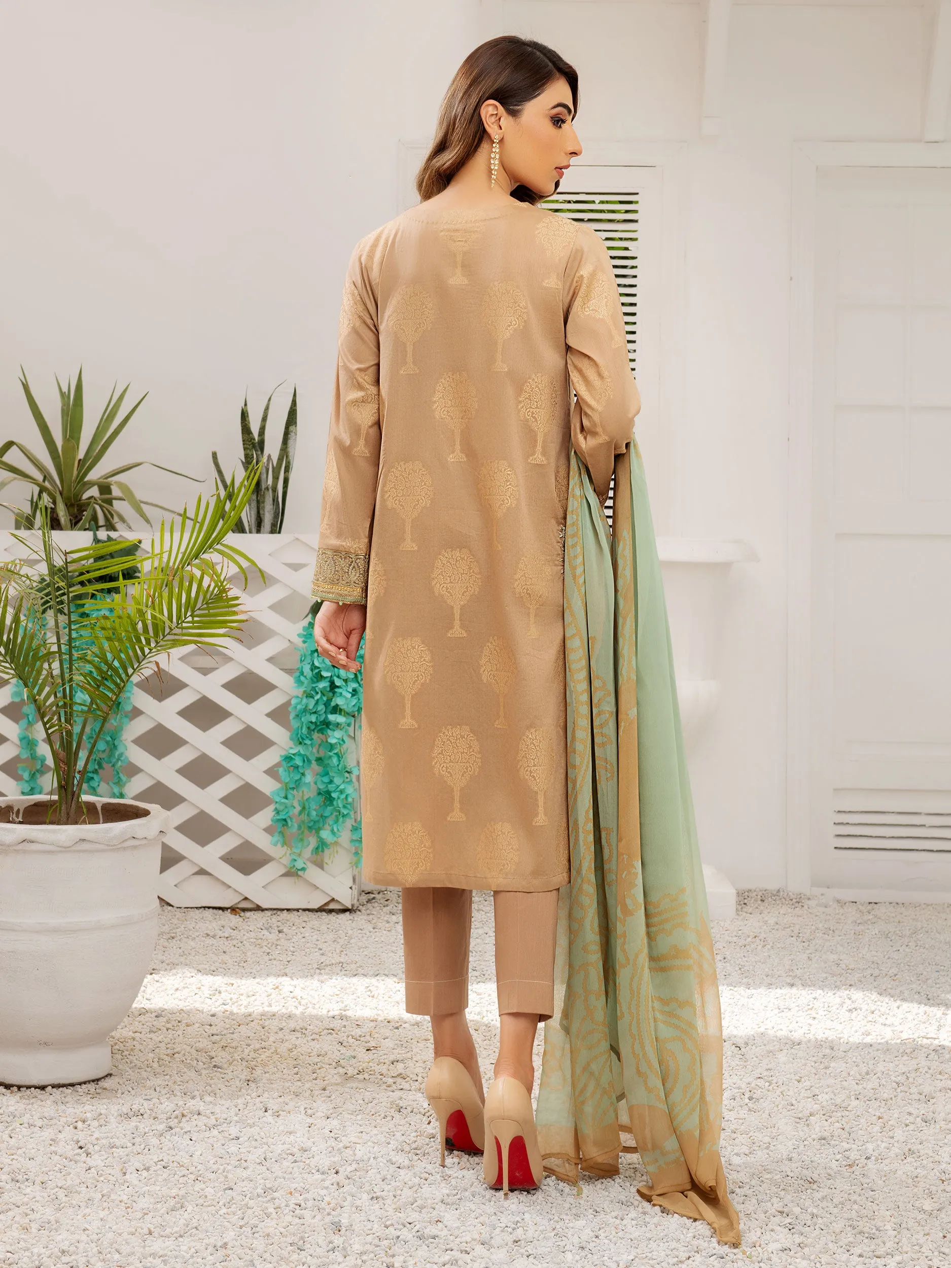 2 Piece Jacquard Suit-Embroidered (Unstitched)