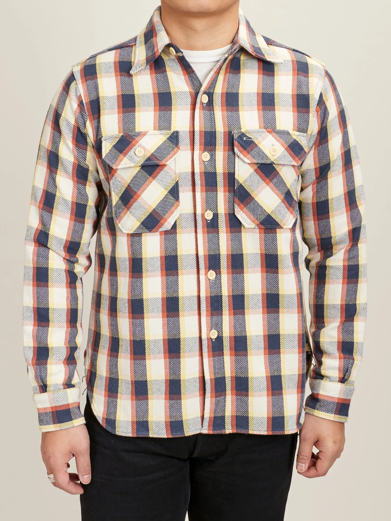 3104 Plaid Check Flannel Shirt in Navy