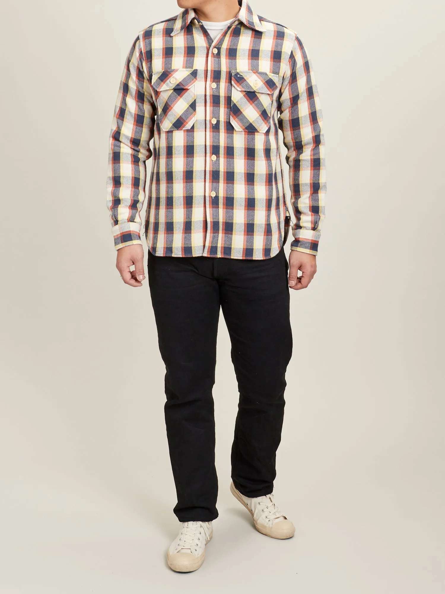 3104 Plaid Check Flannel Shirt in Navy