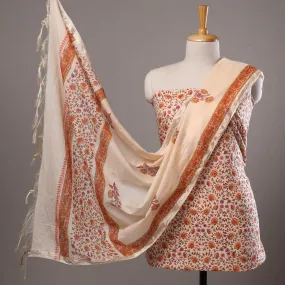 3pc Sanganeri Block Printed Cotton Suit Material with Chanderi Silk Dupatta 22