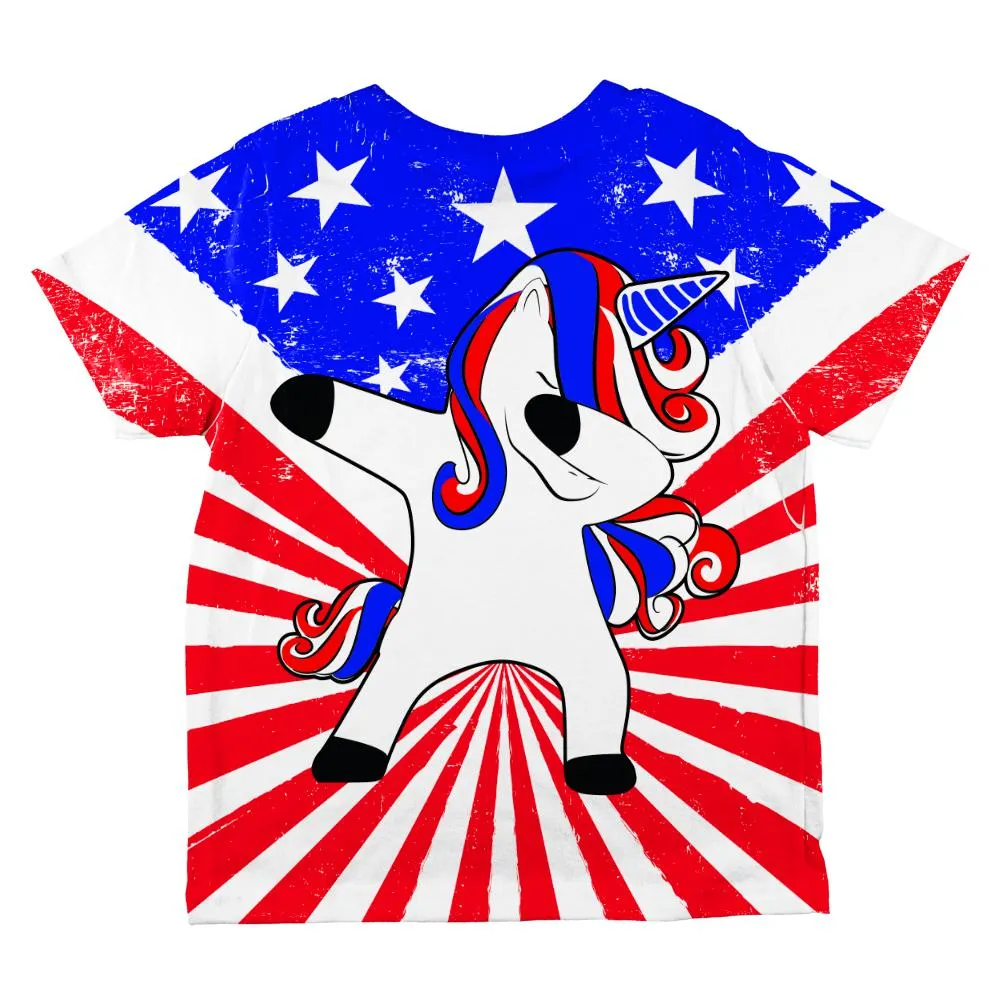 4th of July Dabbing Unicorn Americorn All Over Toddler T Shirt