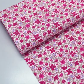 80CM REMNANT Dressmaking Floral Cotton Lawn - Flower Field - Pinks