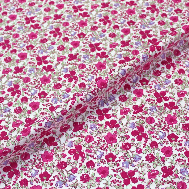 80CM REMNANT Dressmaking Floral Cotton Lawn - Flower Field - Pinks