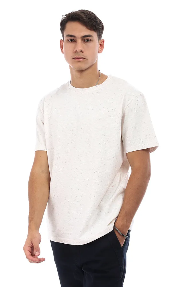 94779 Standard Fit Heather Cotton T-Shirt - Cream