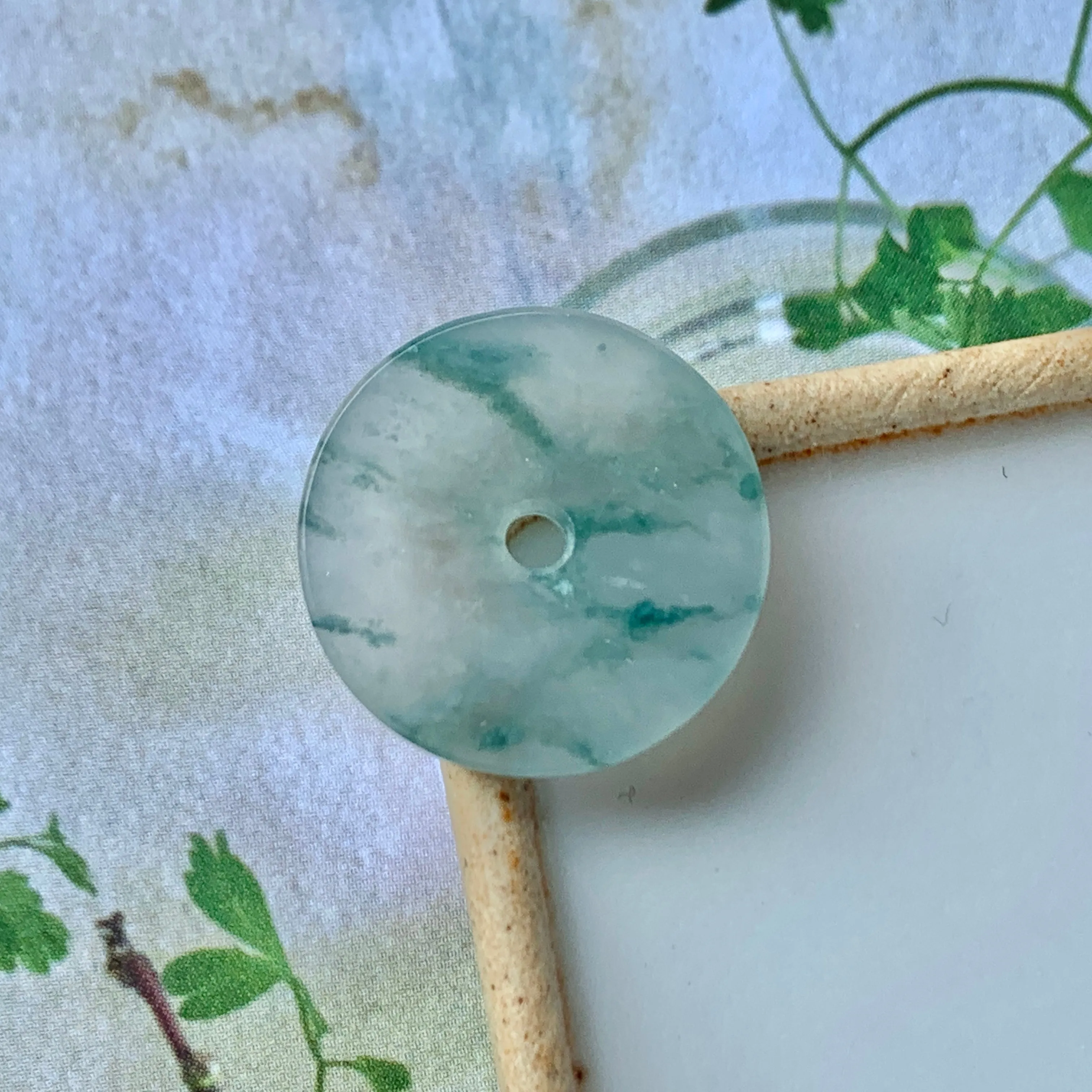 A-Grade Natural Floral Jadeite Donut Pendant No.170237