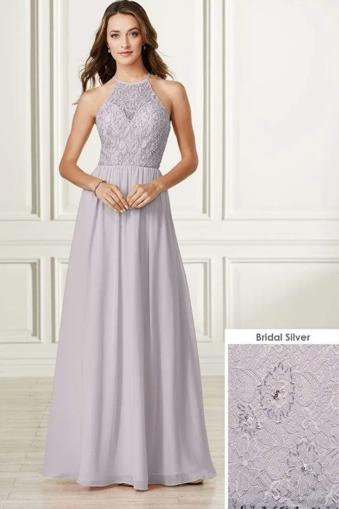 Adrianna Papell Platinum - 40175 Lace Halter Chiffon A-line Dress