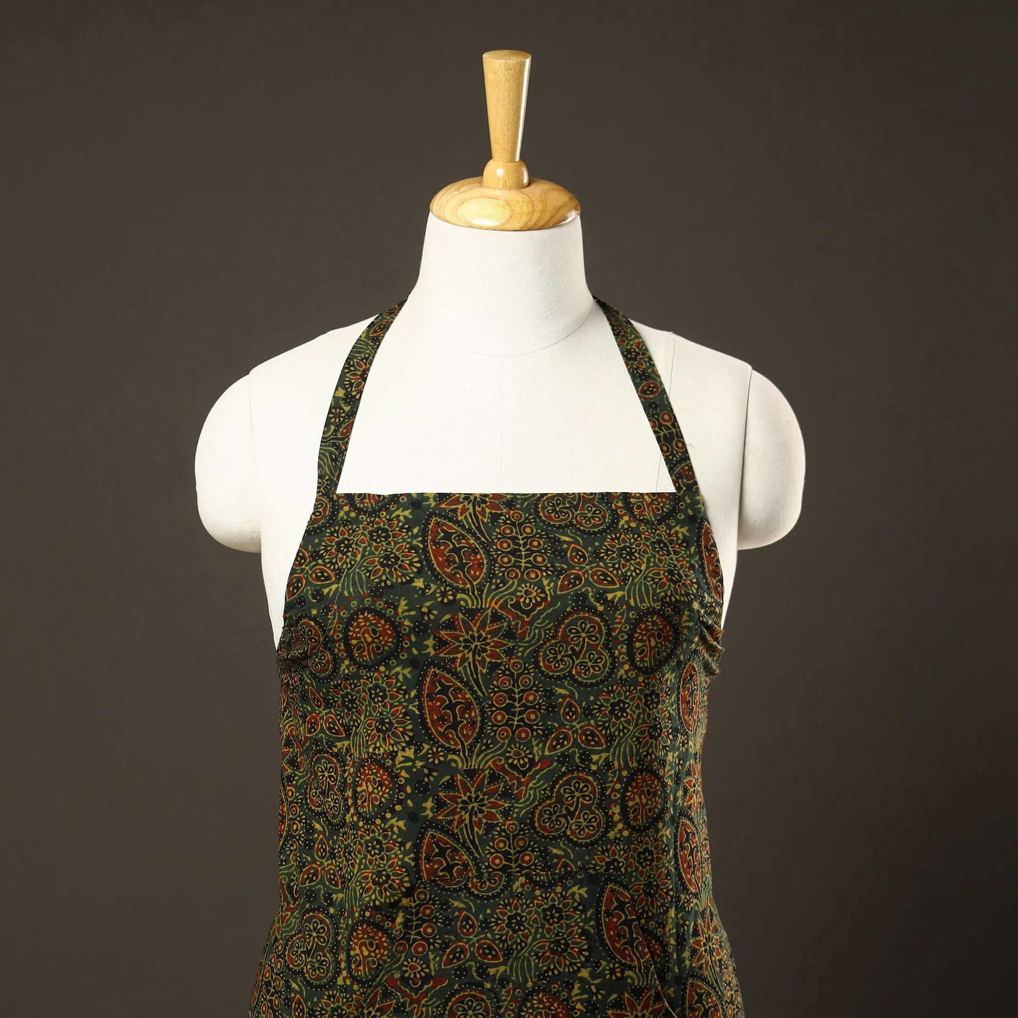 Ajrakh Block Printed Cotton Apron with Pocket 28