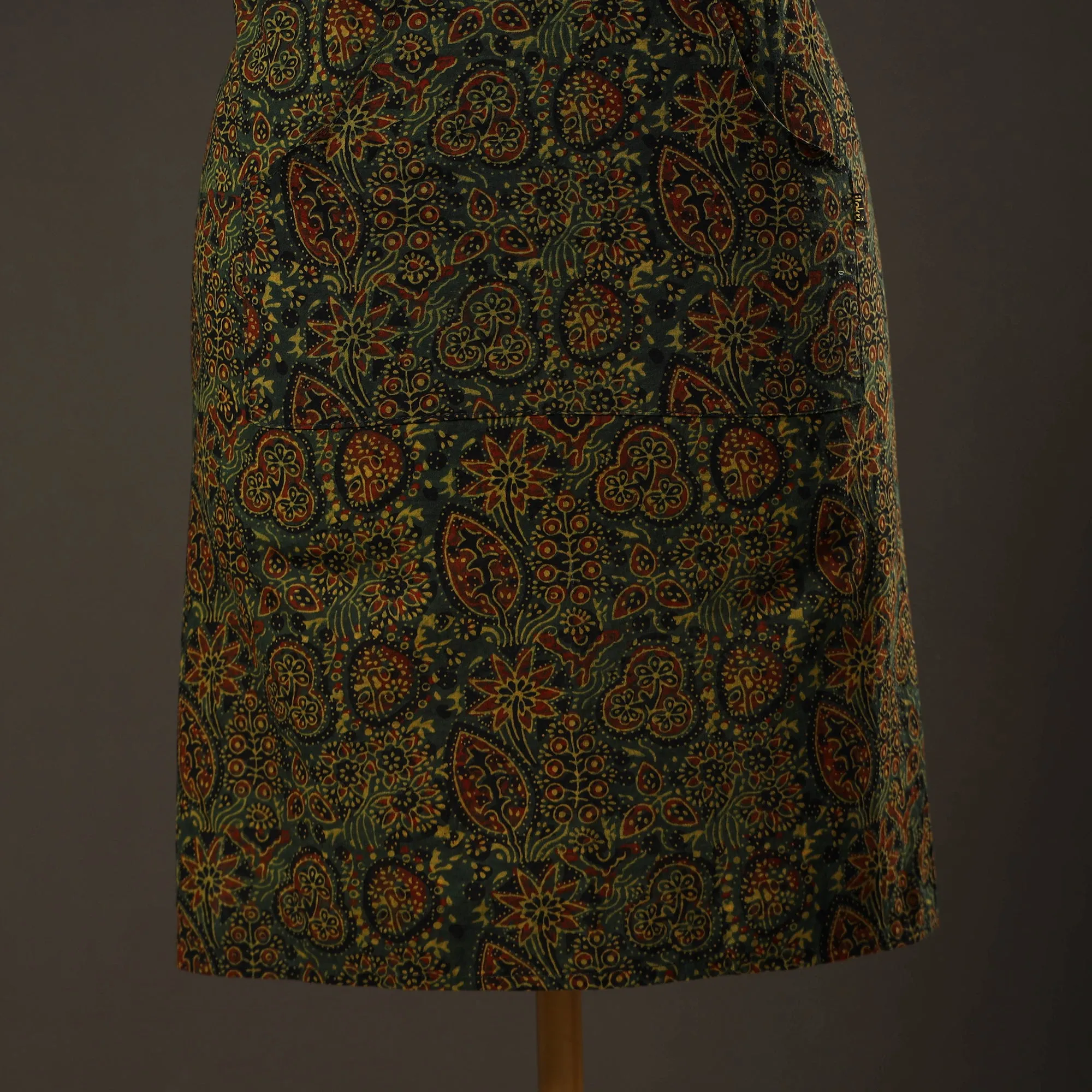 Ajrakh Block Printed Cotton Apron with Pocket 28