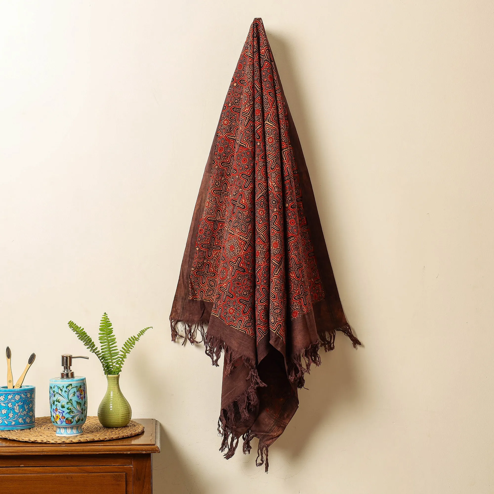 Ajrakh Block Printed Handloom Cotton Towel