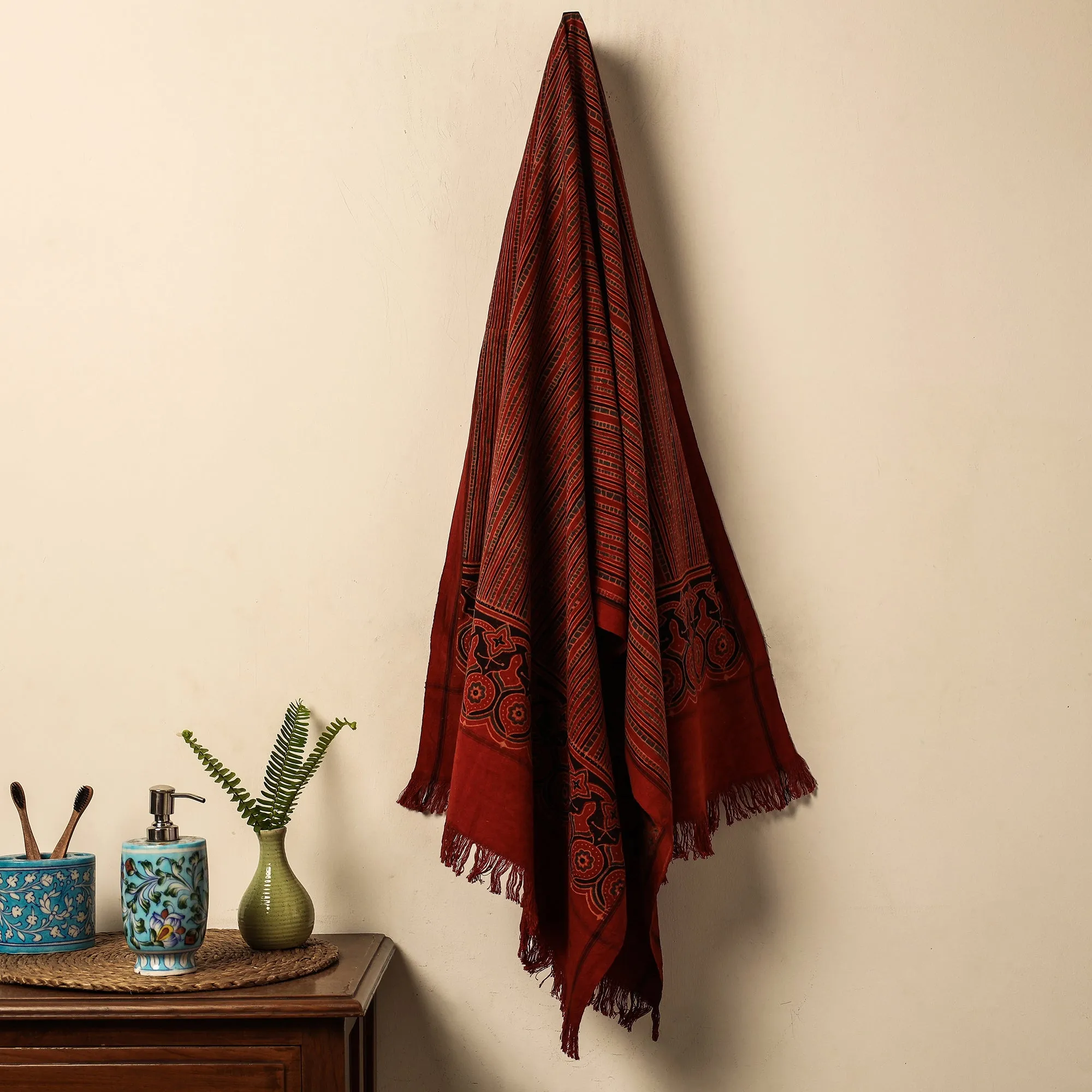 Ajrakh Block Printed Handloom Cotton Towel