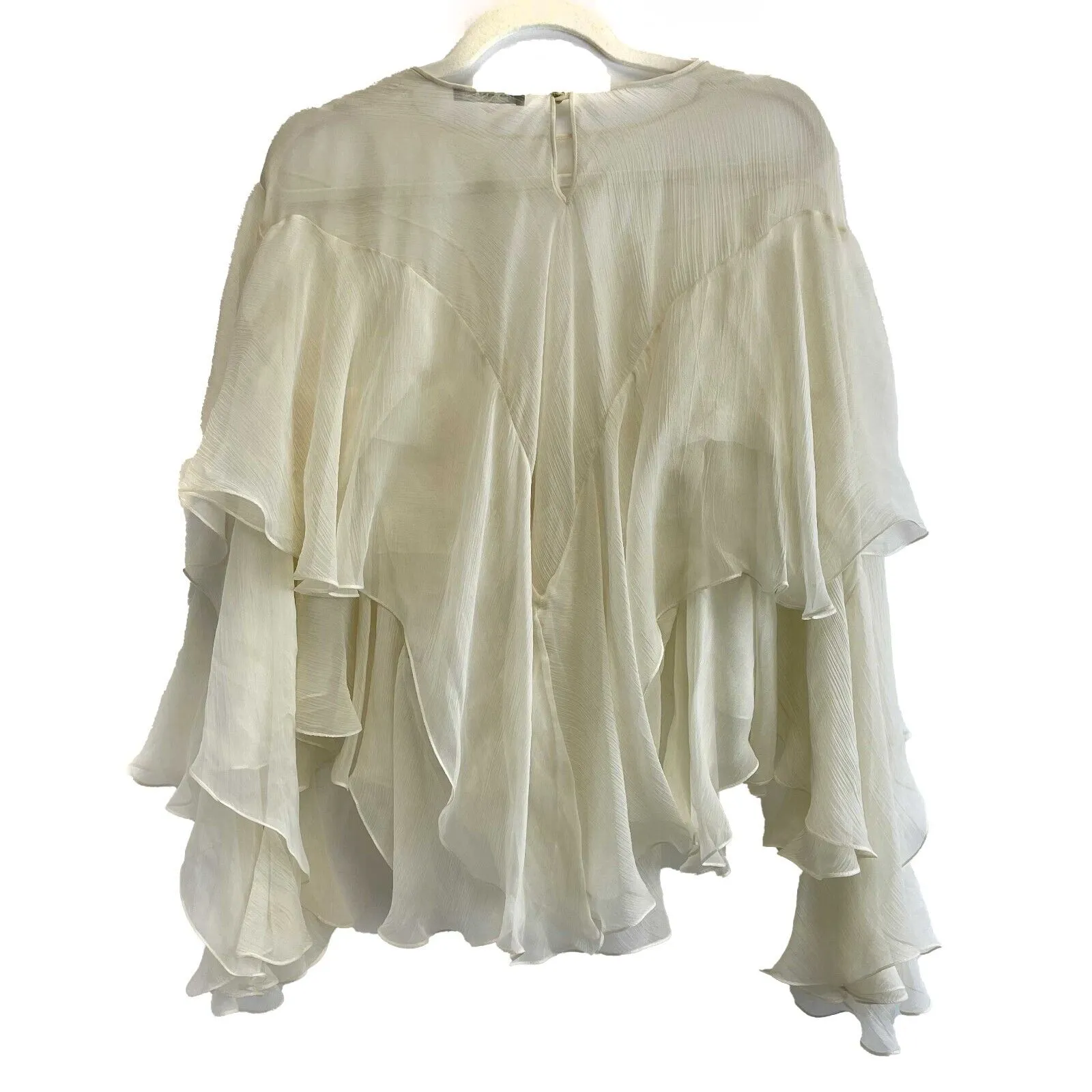 Alexander McQueen Layered Ruffled Blouse Ivory Cream 42 US 8 Excellent