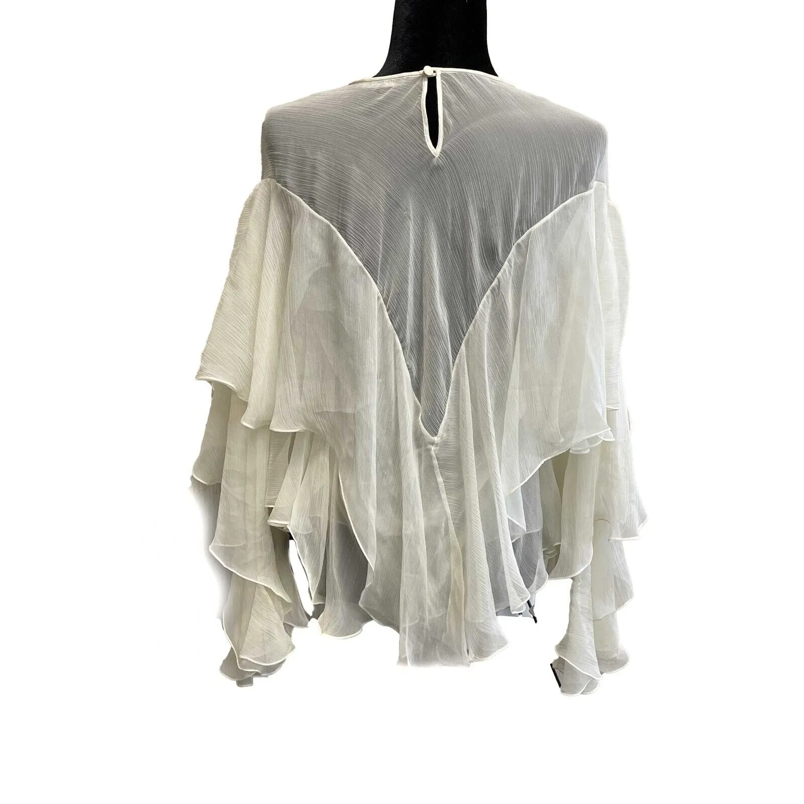 Alexander McQueen Layered Ruffled Blouse Ivory Cream 42 US 8 Excellent