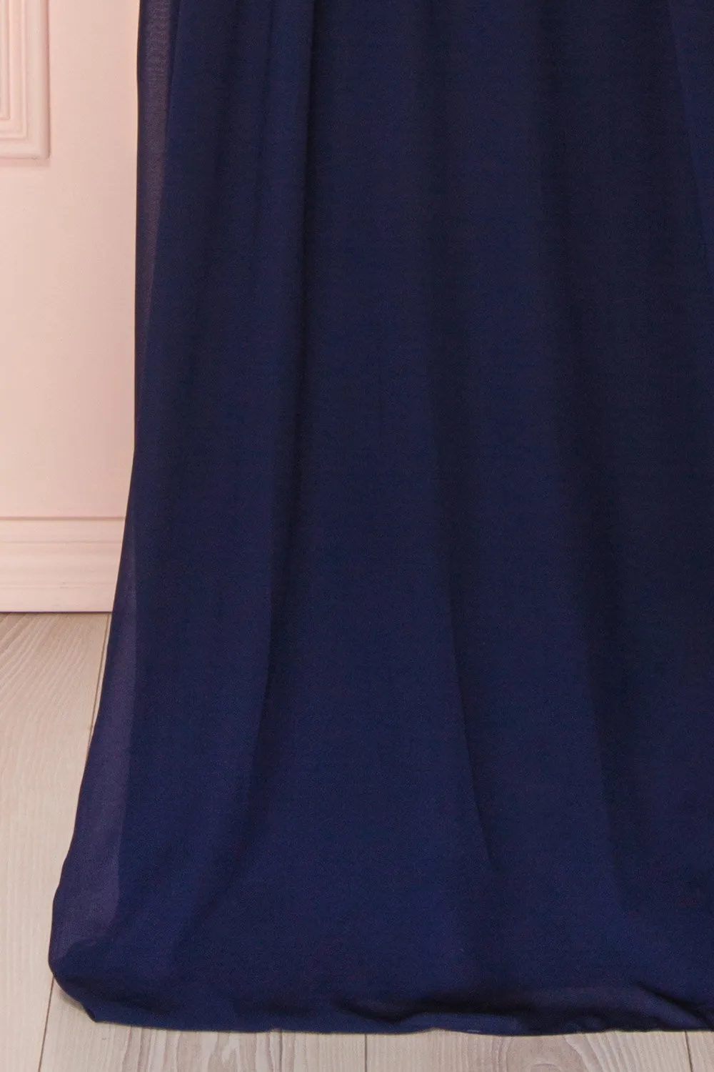 Alitta Navy | Backless Chiffon Maxi Dress