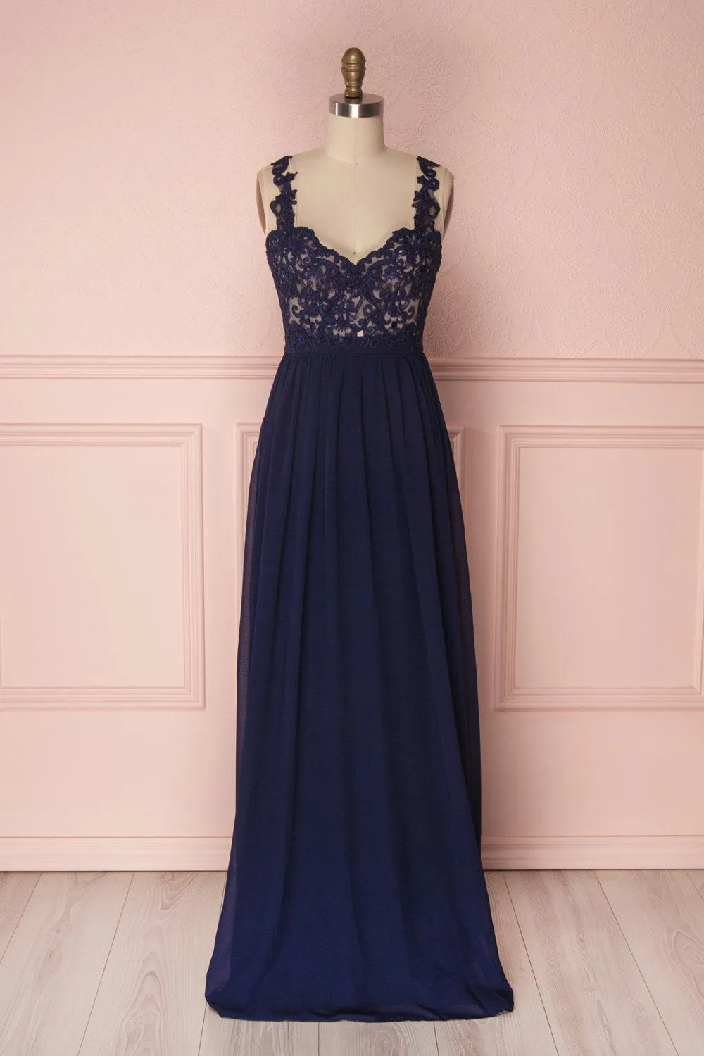 Alitta Navy | Backless Chiffon Maxi Dress