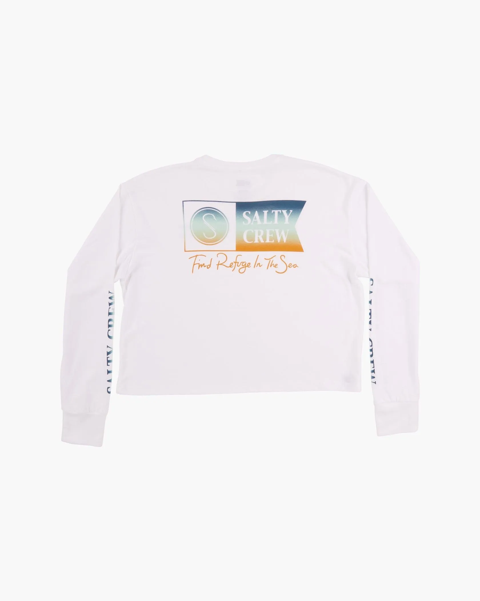 Alpha Gradient L/S Crop - White