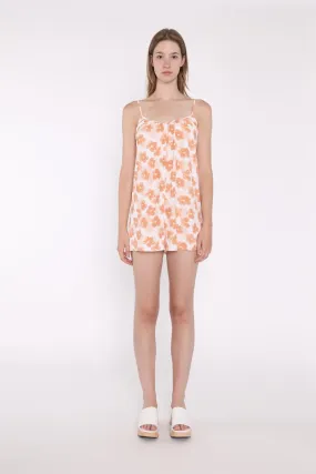 Apricot Blurred-Flower Strappy Loose-Fit-Playsuit