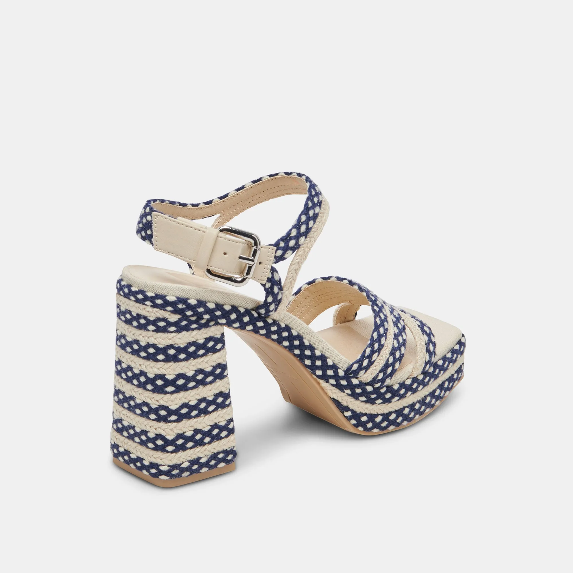 ARNELA HEELS NAVY MULTI WOVEN