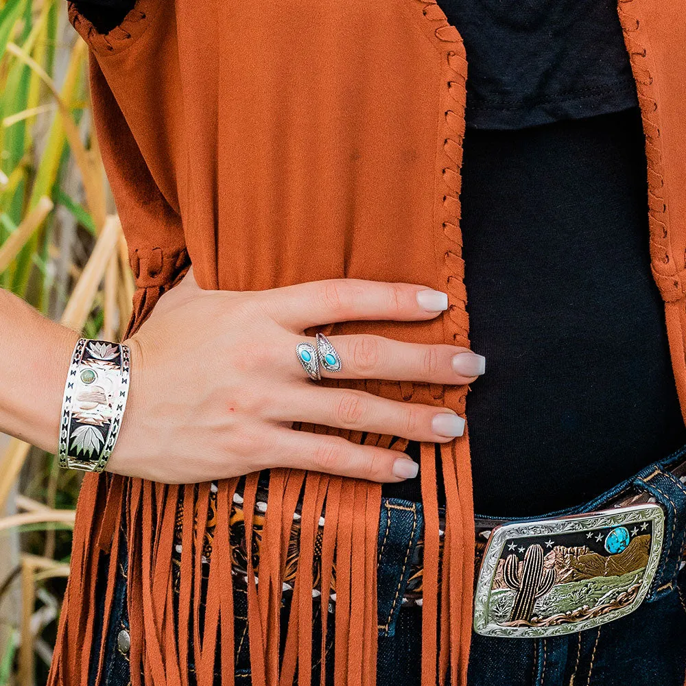 Balancing the Whole Turquoise Open Ring - Montana Silversmiths