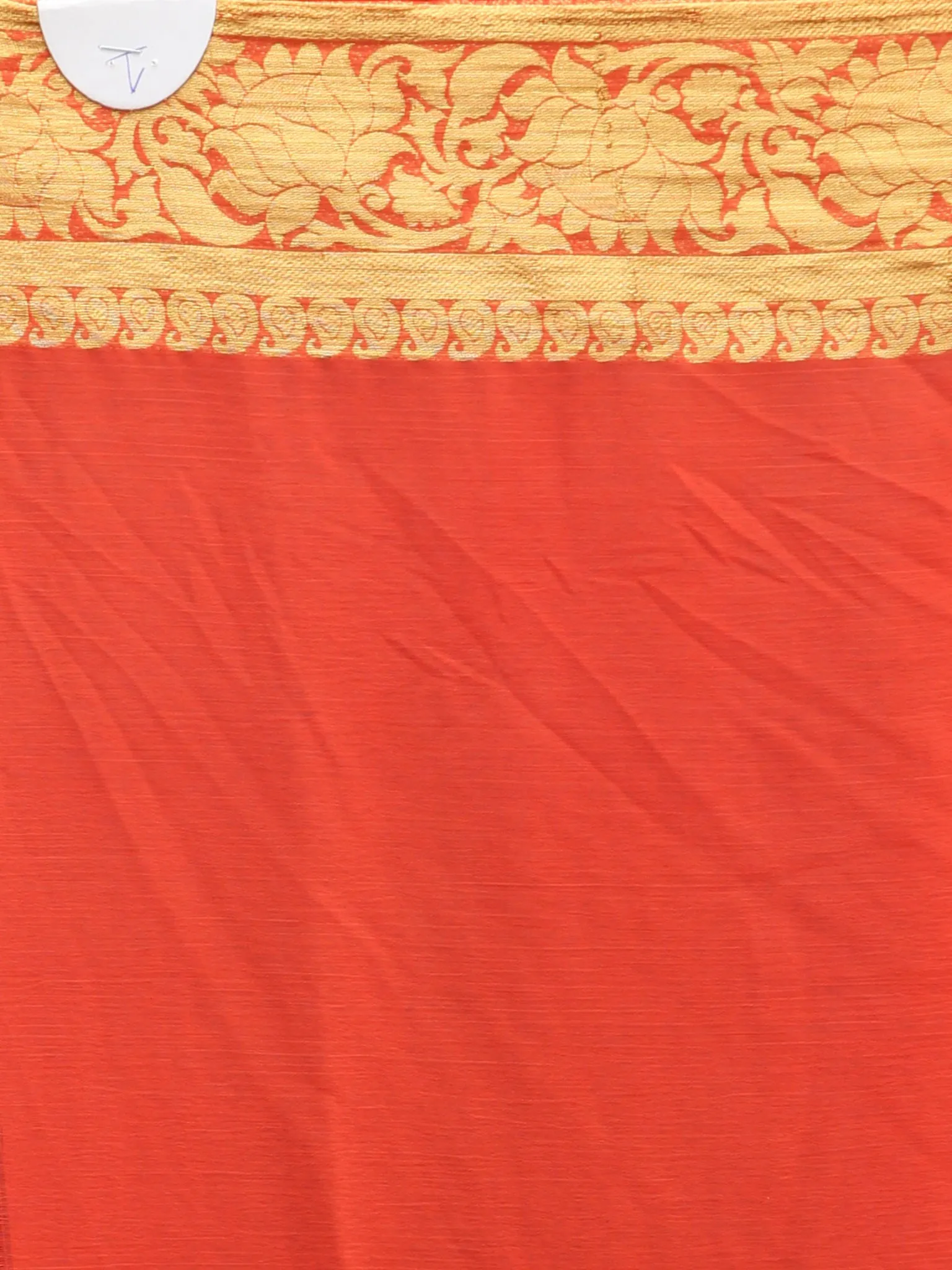 Banarasee Chiffon Saree With Golden Zari Weave - Coral & Gold - S031704402