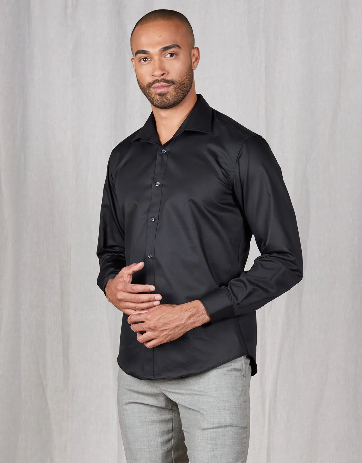 Banks Black Twill Tailored Shirt