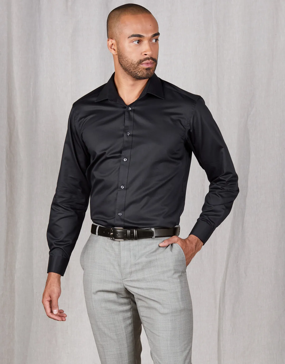 Banks Black Twill Tailored Shirt