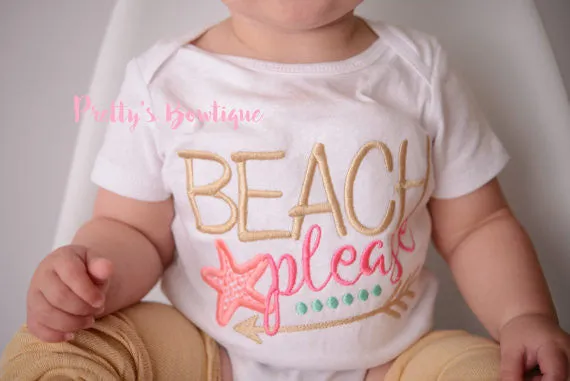 Beach Please bodysuit/Shirt -- Girls Summer Outfit -- Baby shower gift -- little girls vacation outfit -- Beach shirt