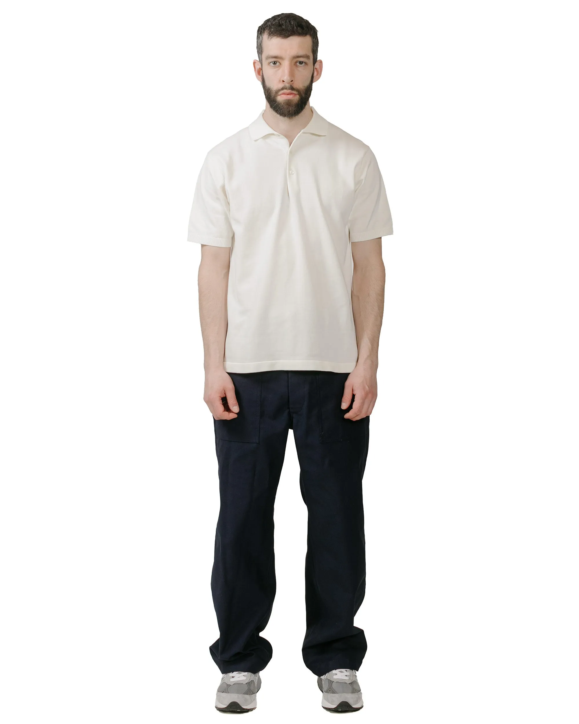 Beams Plus Knit Polo Solid 12G White