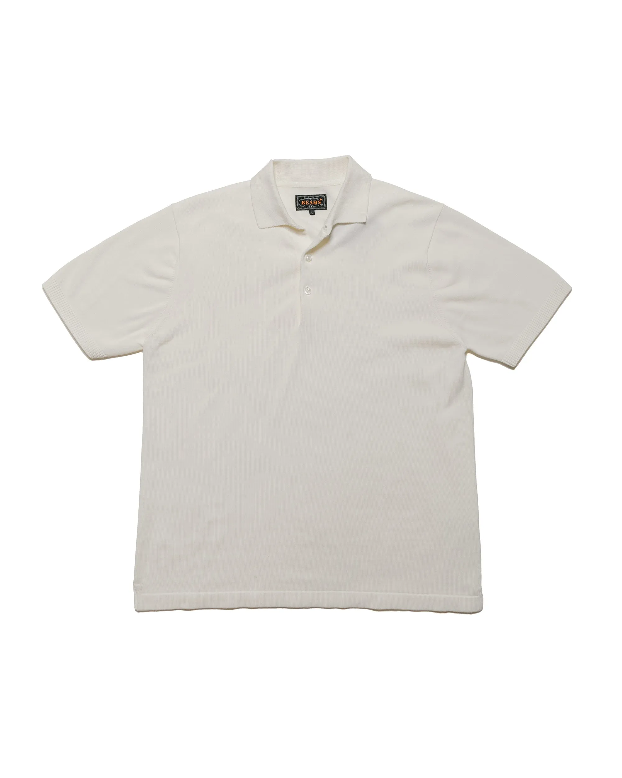 Beams Plus Knit Polo Solid 12G White