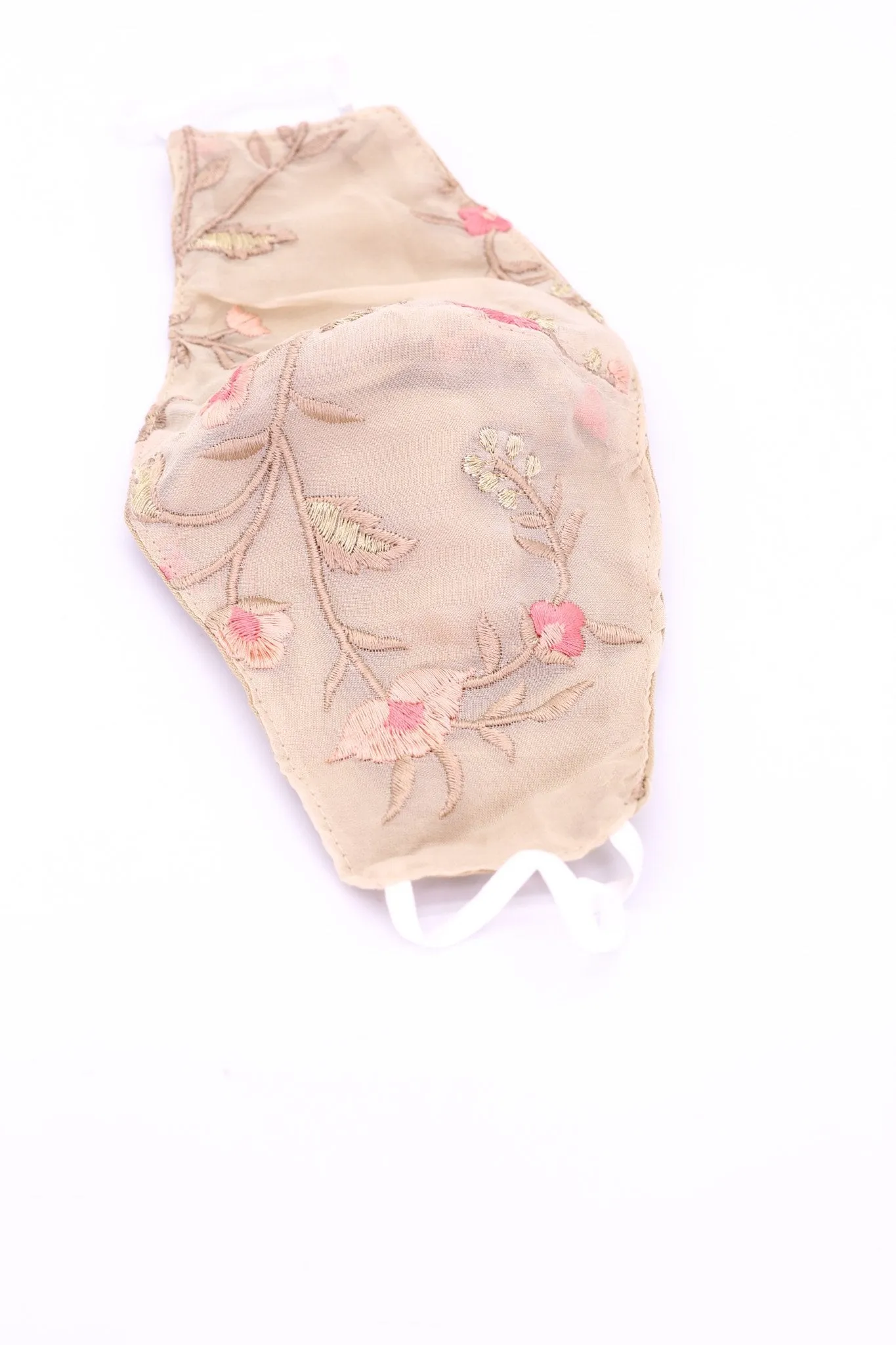 BEIGE CHIFFON SILK FACE MASK HANNAH