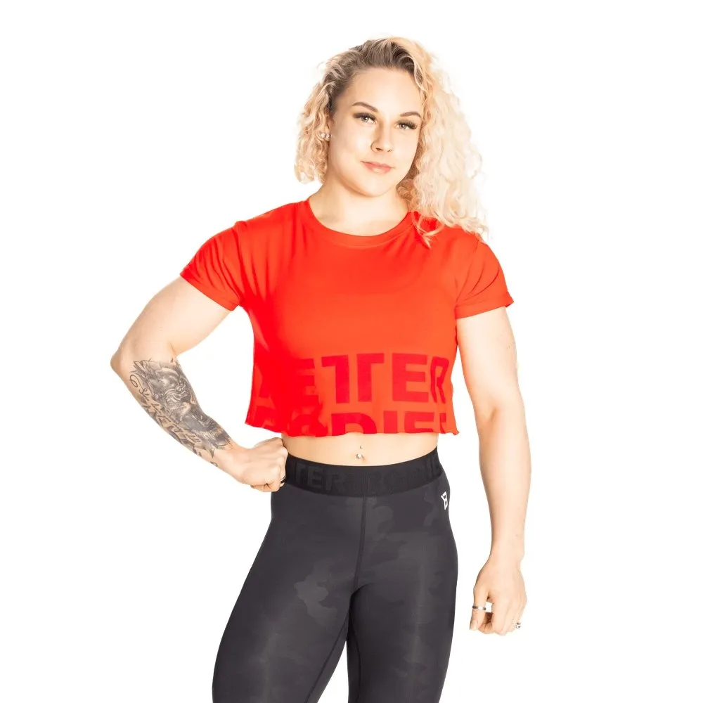 Better Bodies Astoria Cropped Tee - Sunset Red