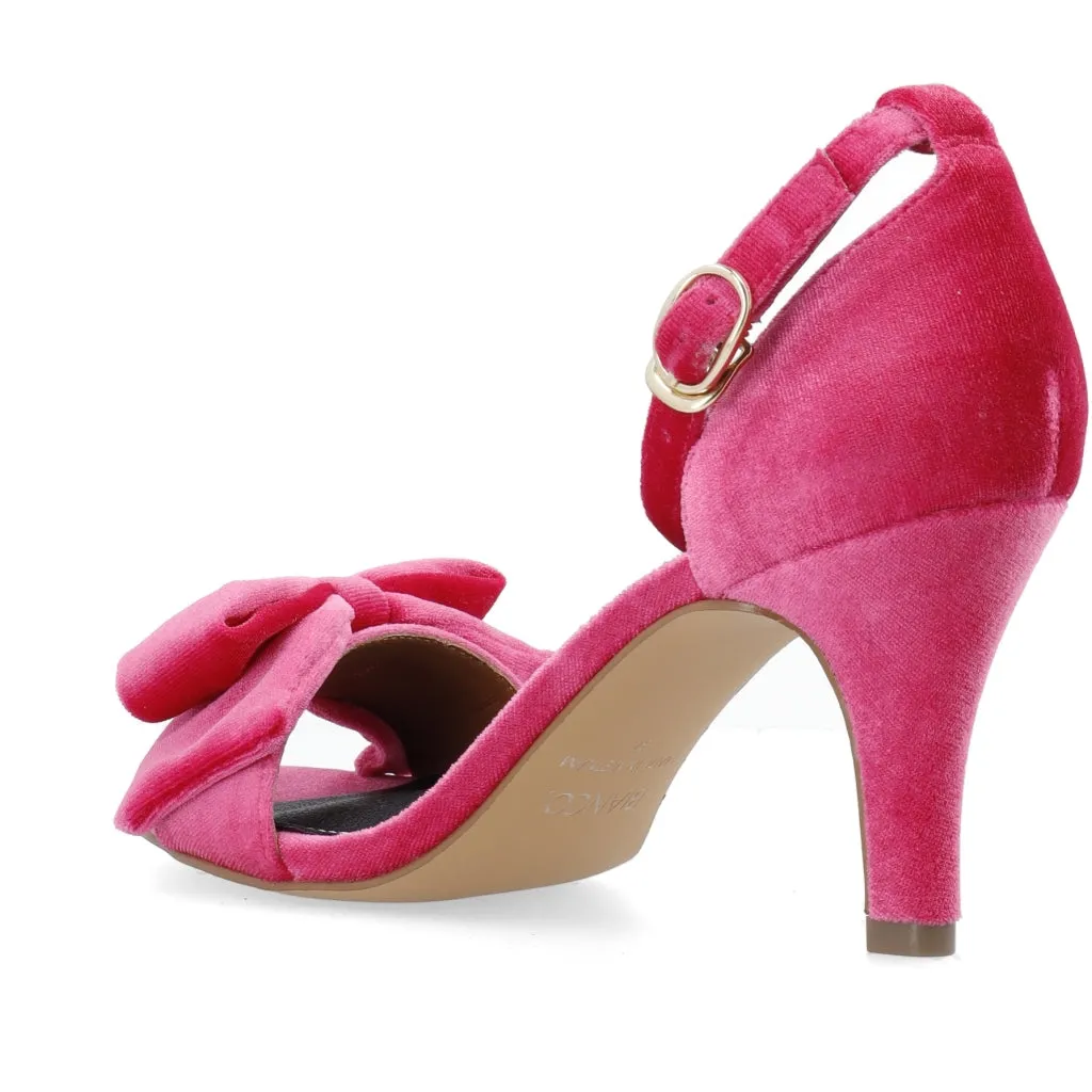 Biaadore Hot Pink Bow Velvet Sandals