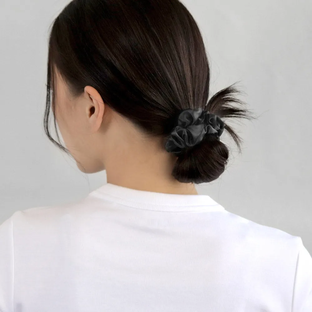 Black and Beige Silk Scrunchie Set