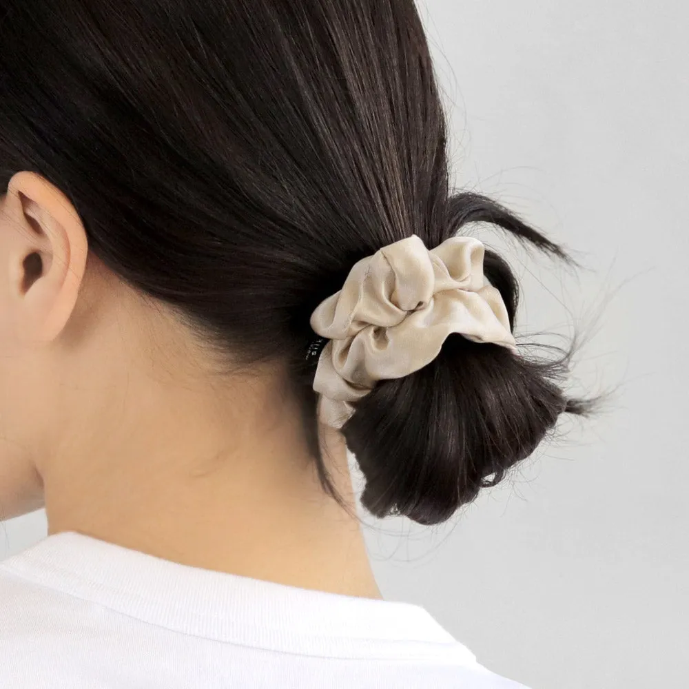 Black and Beige Silk Scrunchie Set