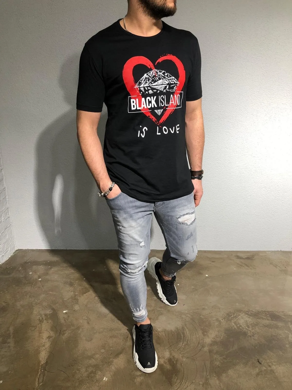 Black Oversize Heart Printed T-Shirt BL171 Streetwear T-Shirts