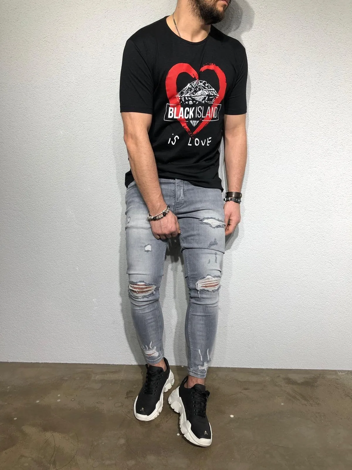 Black Oversize Heart Printed T-Shirt BL171 Streetwear T-Shirts