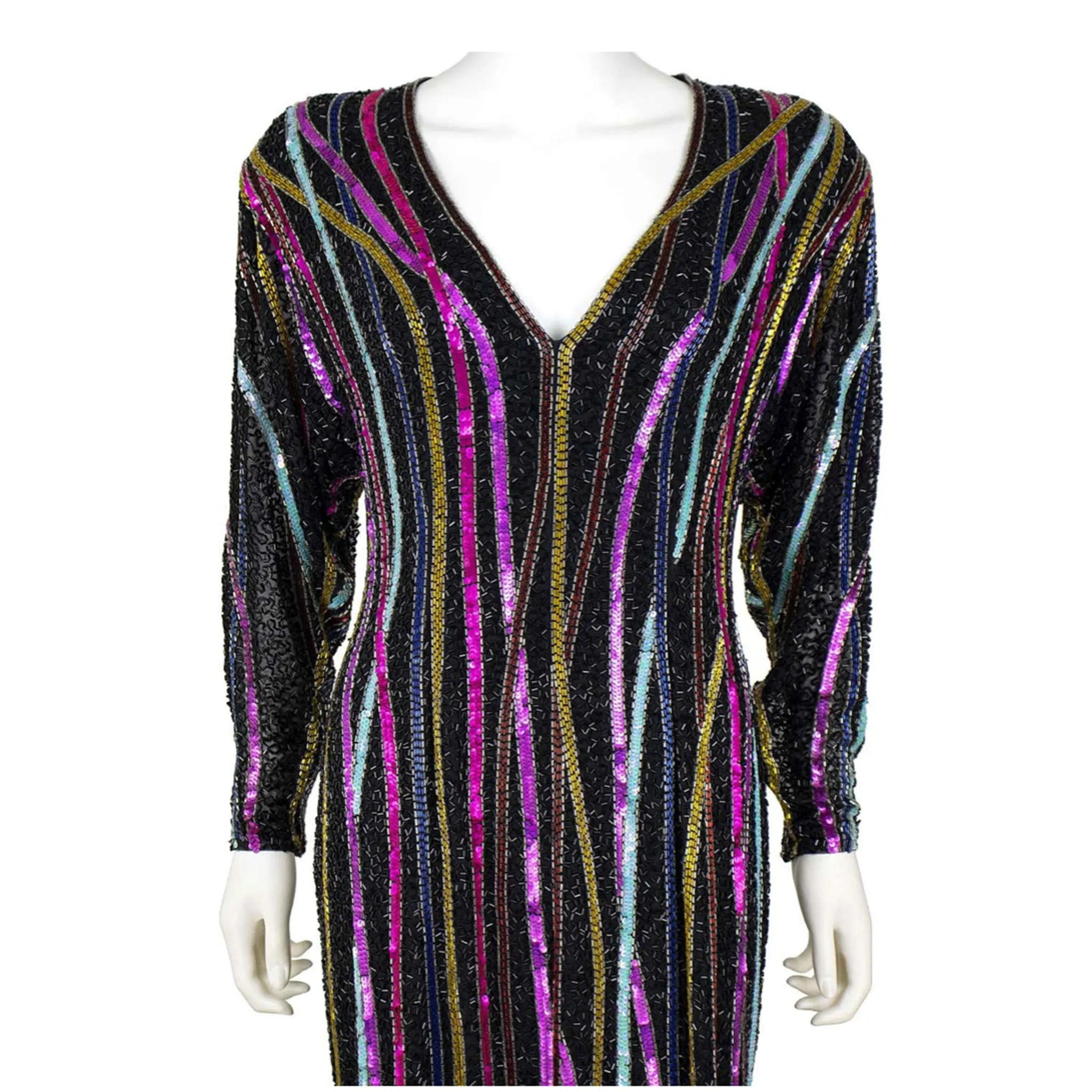 BOB MACKIE Circa 1980s RARE Beaded Gown