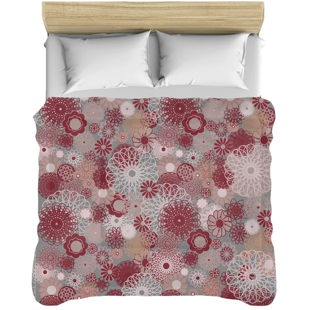 Boho Maroon Floral Comforters queen and king size