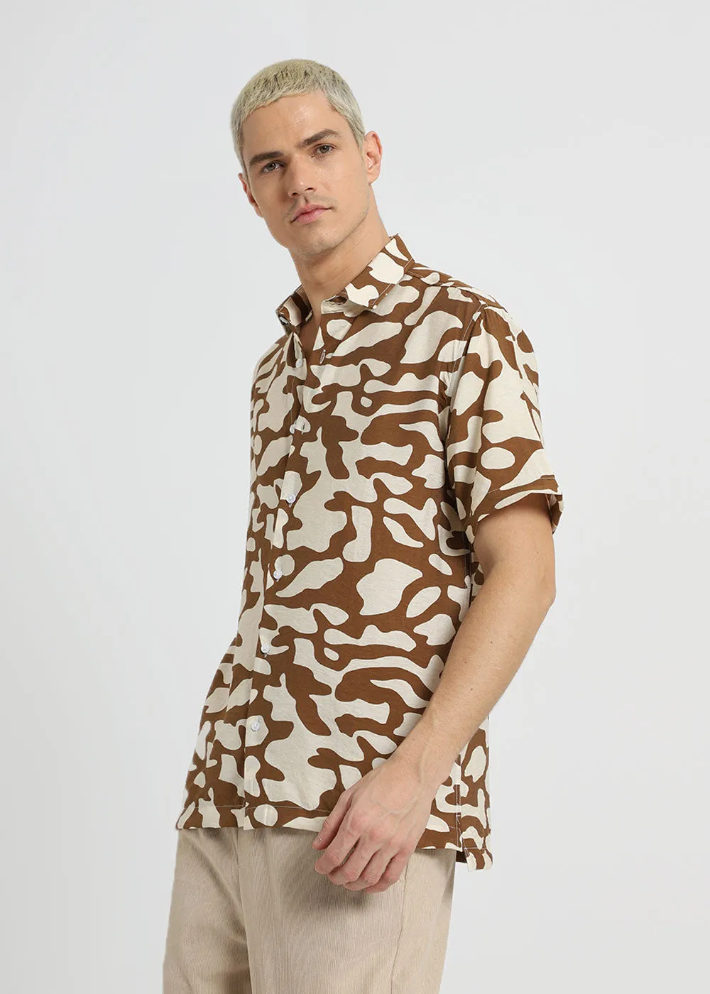 Brown Abstract Printed Shirt