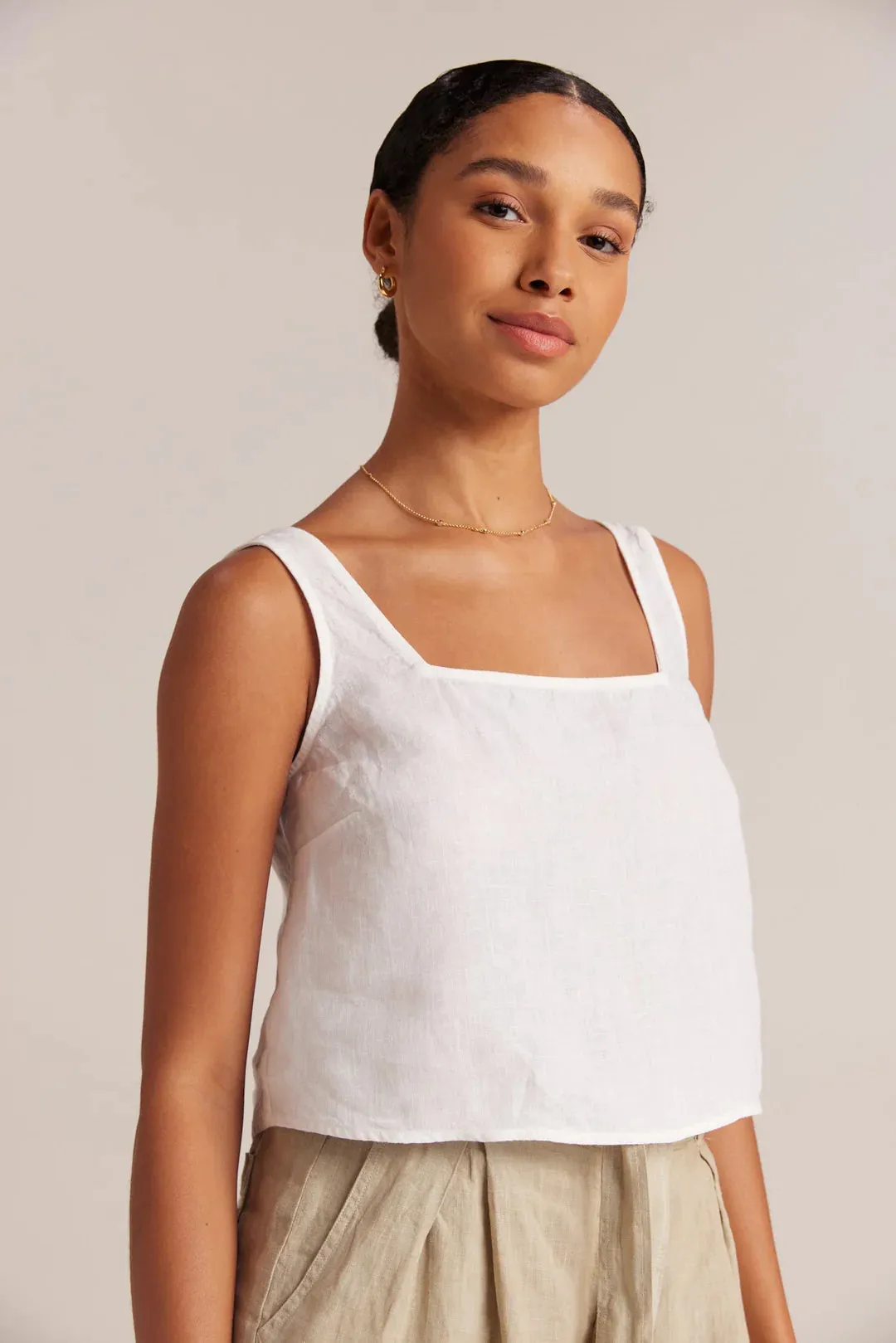 Button Back Linen Tank