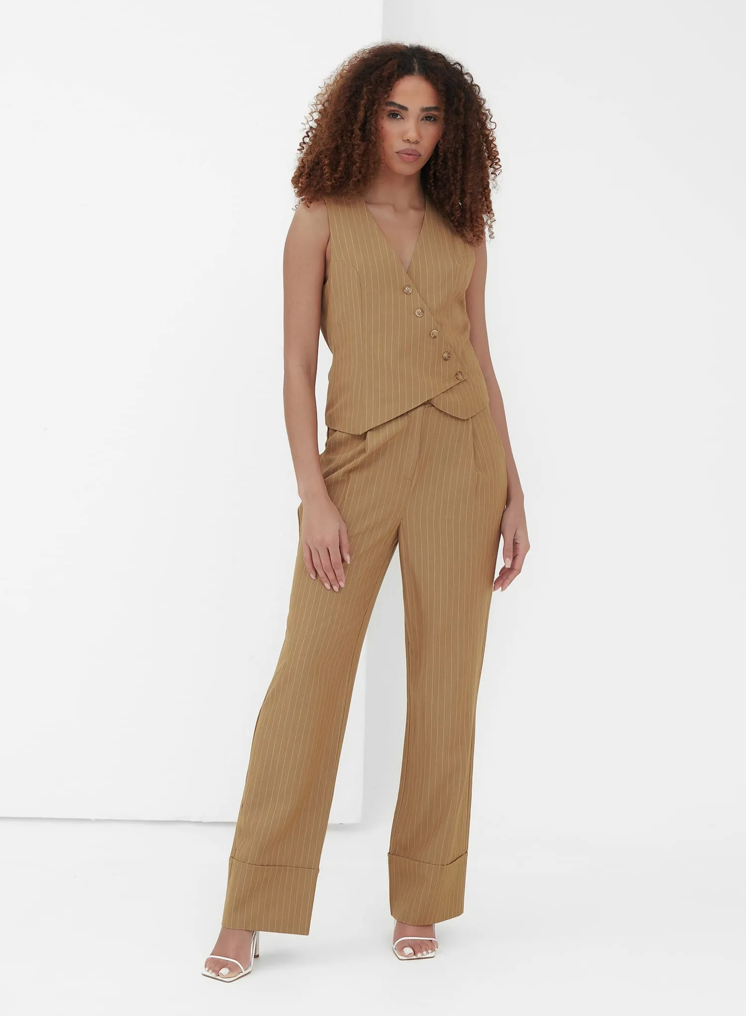 Caramel Tailored Asymmetric Waistcoat - Terra