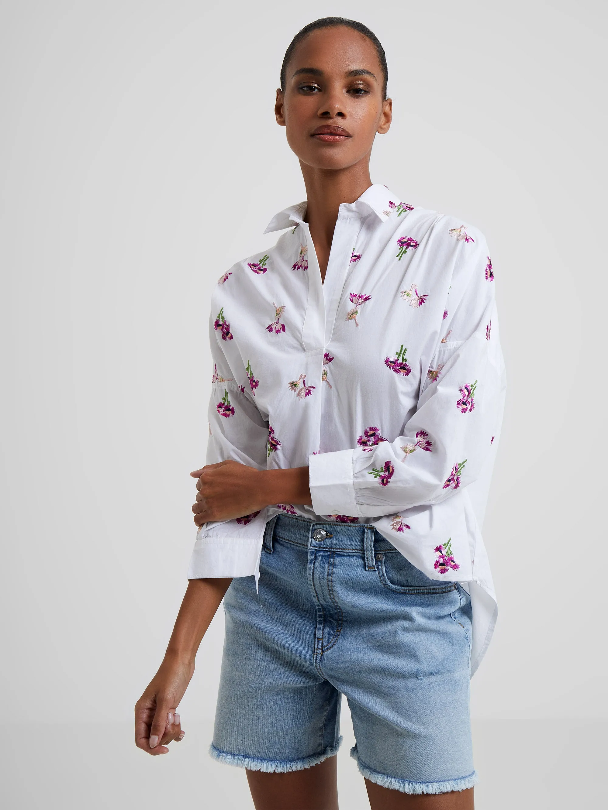 Charla Rhodes Poplin Embroidered Popover Shirt