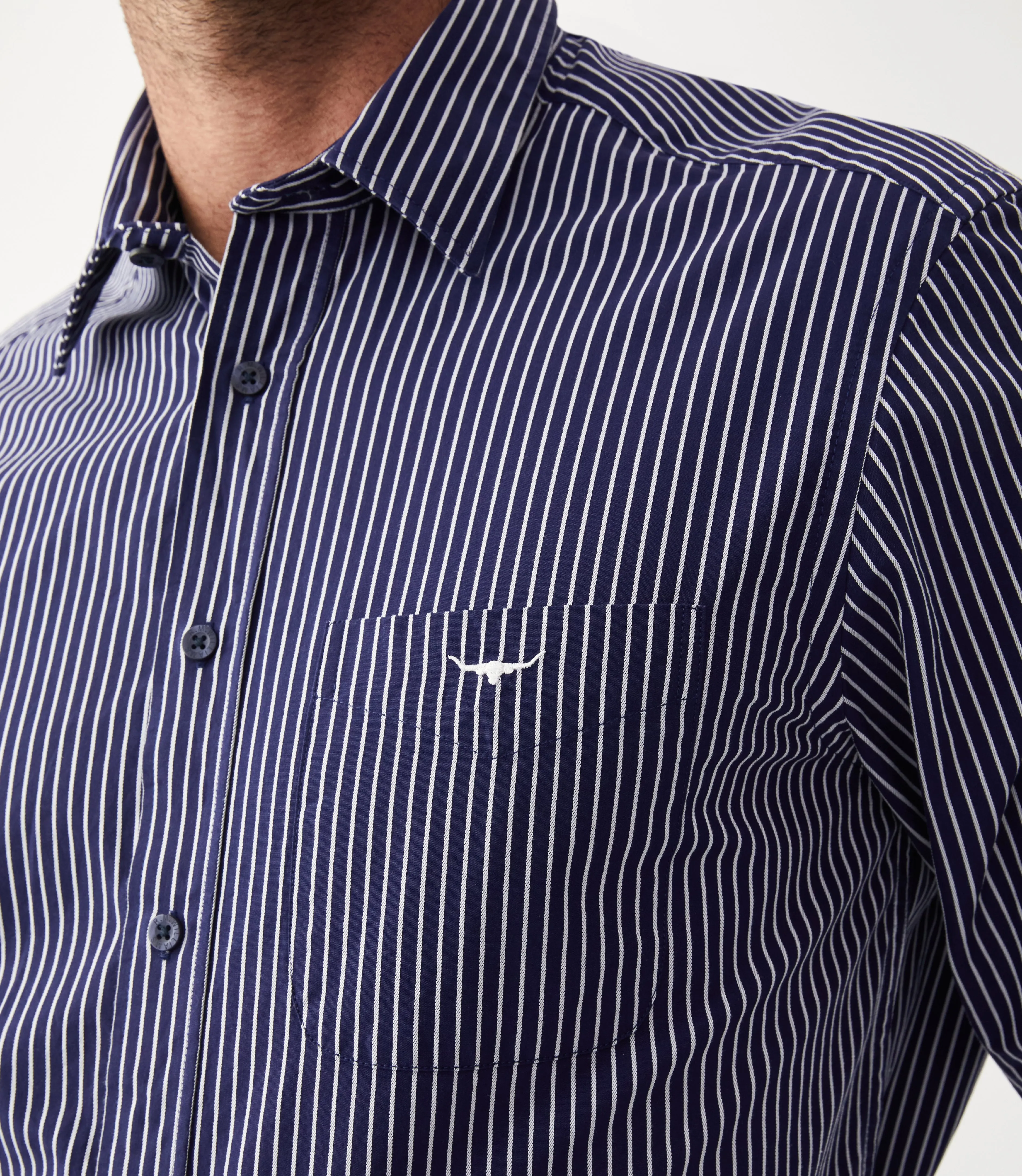 Collins Stripe Shirt - Navy/White