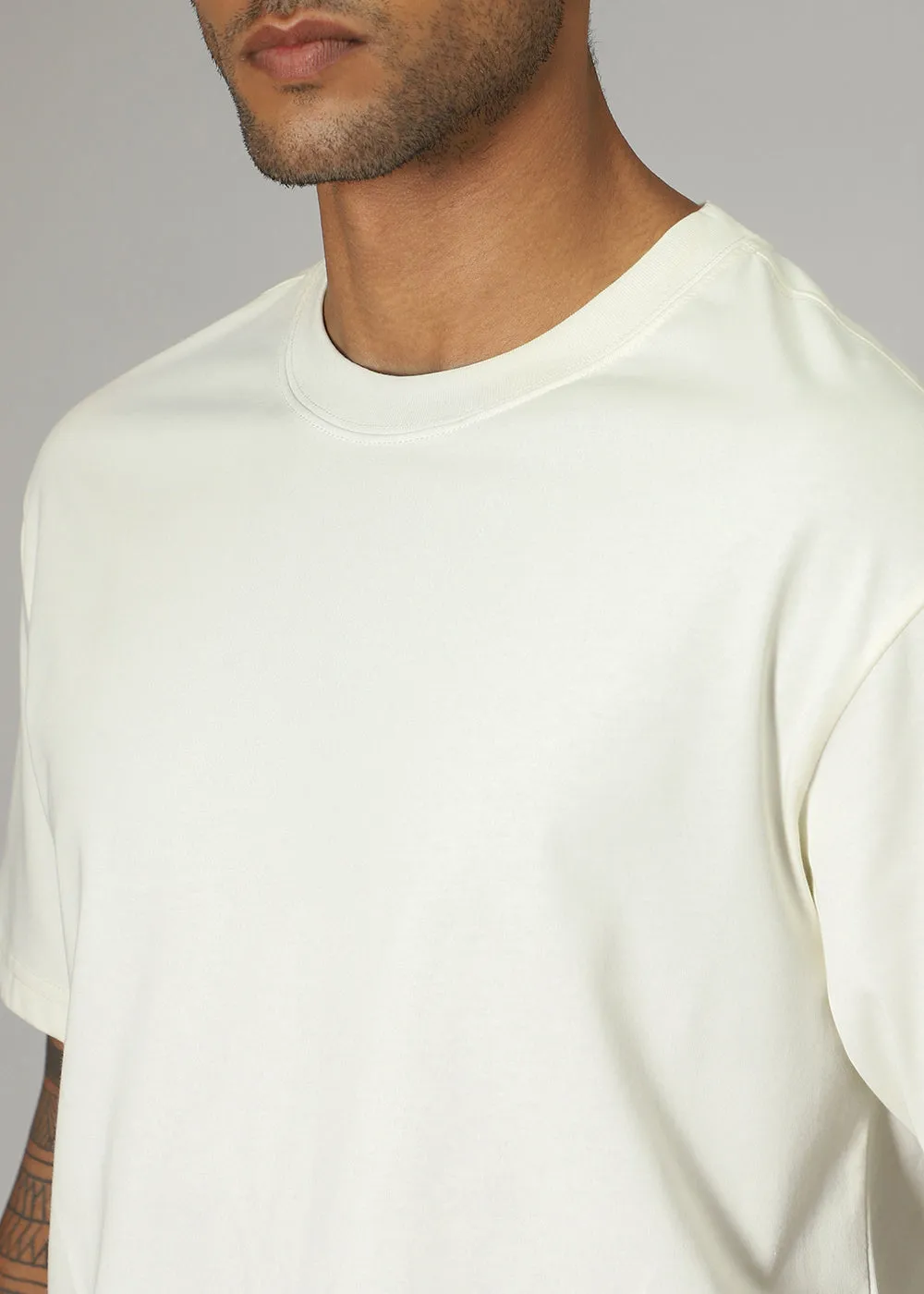 Cream Basic Oversized T-shirt