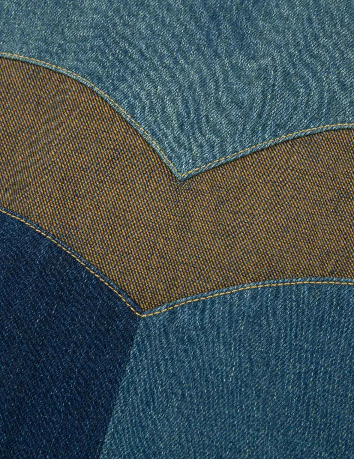 Deconstruction Fabric Blocking Denim Jacket