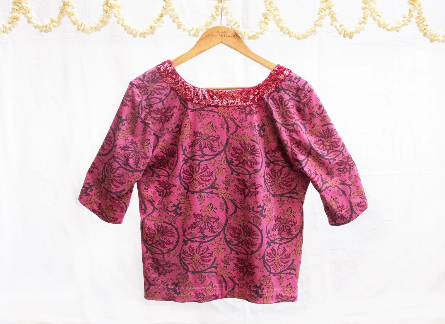 Fandango pink,Digital Print Strechable  knit blouse