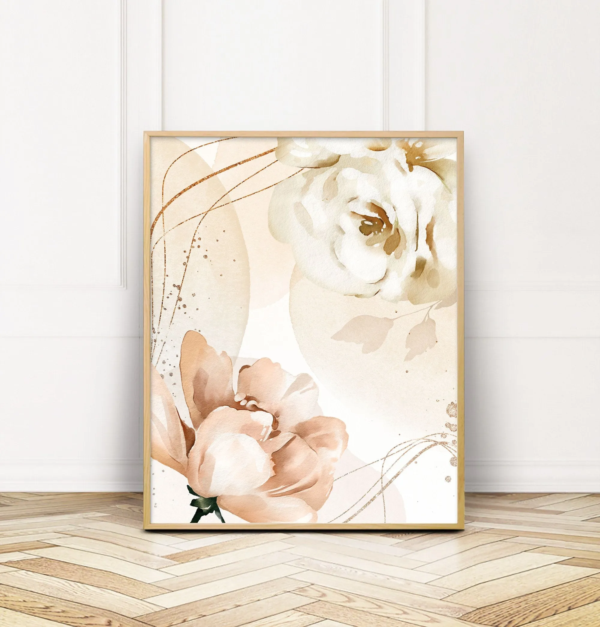 Floral Abstract Wall Art in blush and cream