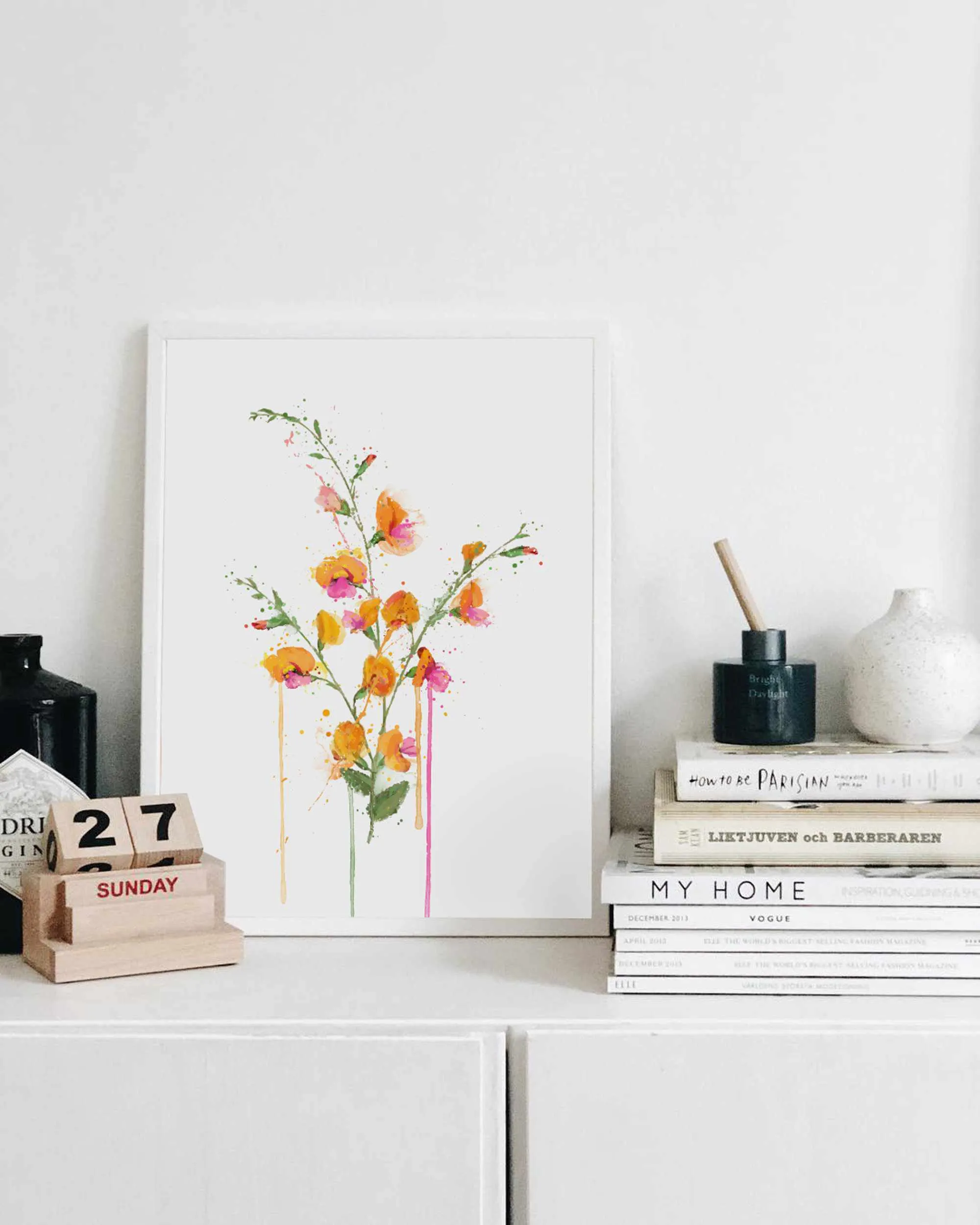 Flower Wall Art Print 'Flame Pea'