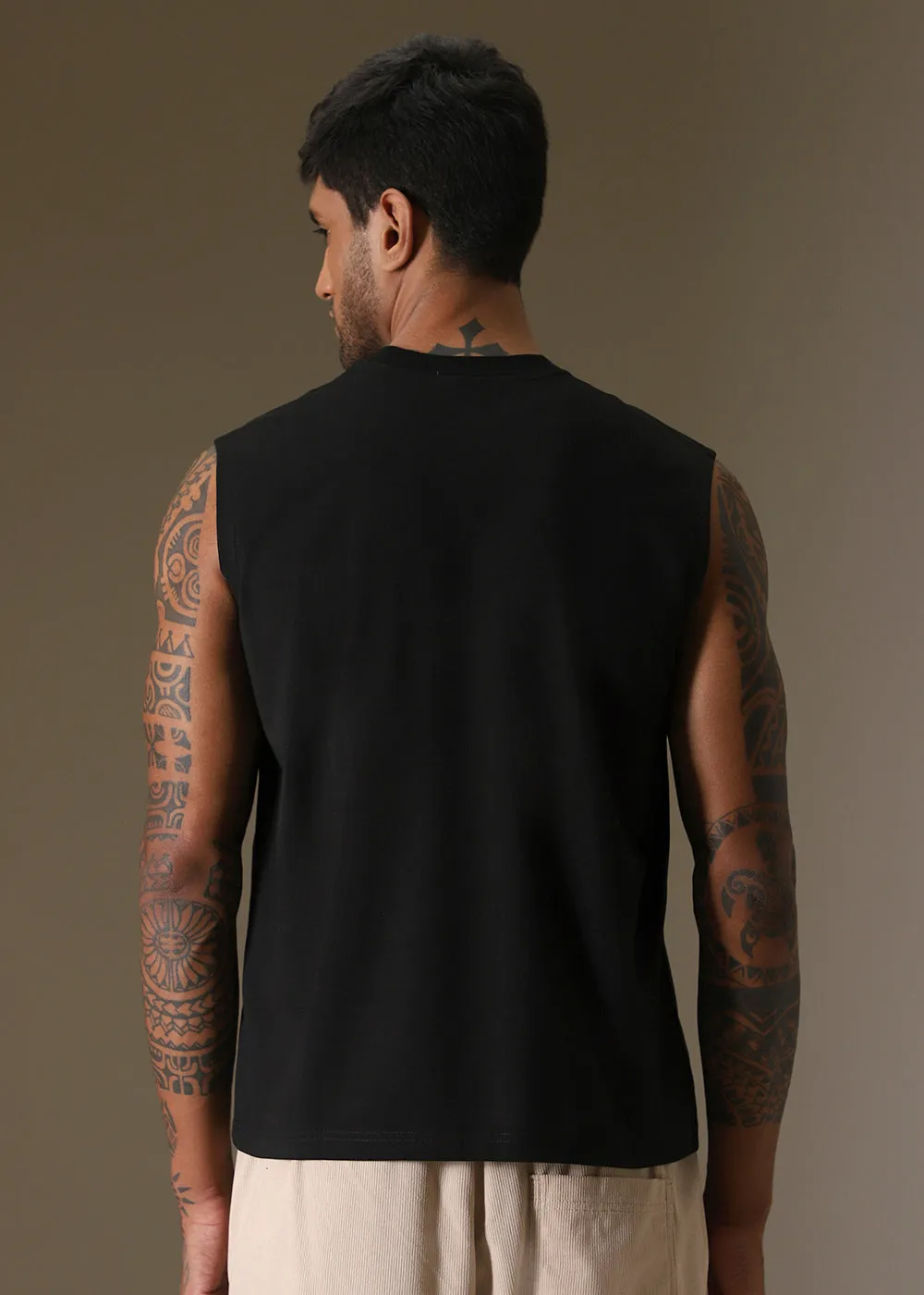 Gardenia Black Ribbed Regular Tank