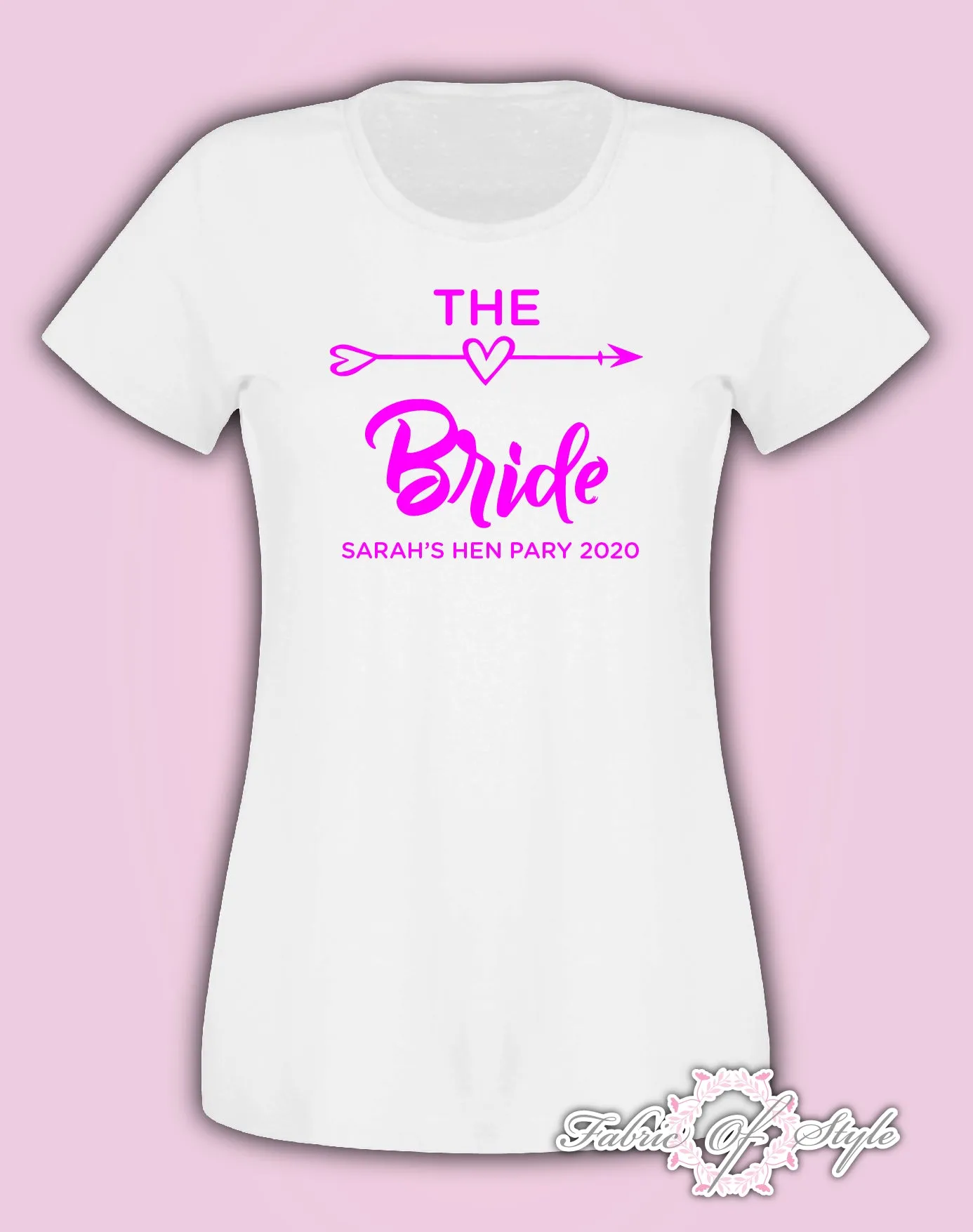 Hen Do Party Bride Tribe Personalised T-shirt Ladies Female Pink Lettering